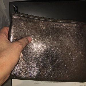 Marc Jacobs Gunmetal Pewter Leather Pouch Bag NIB